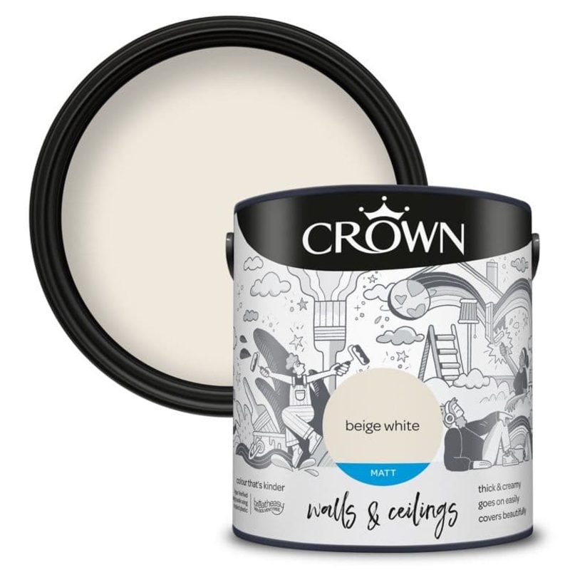Crown Walls & Ceilings Matt  2.5L – Beige White