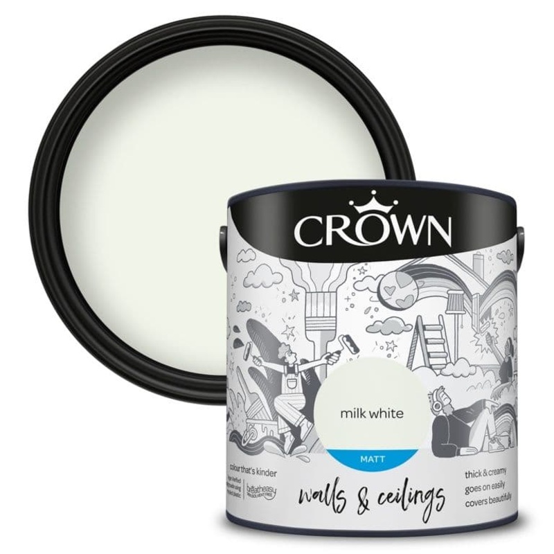 Crown Walls & Ceilings Matt  2.5L – Milk White