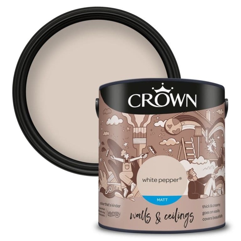 Crown Walls & Ceilings Matt  2.5L – White Pepper