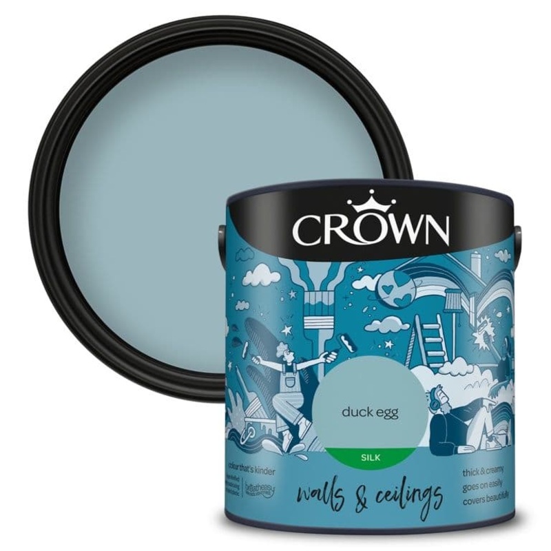 Crown Walls & Ceilings Silk 2.5L – Duck Egg