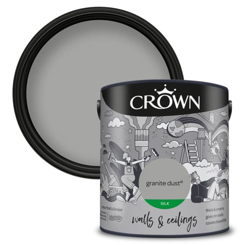 Crown Walls & Ceilings Silk 2.5L – Granite Dust
