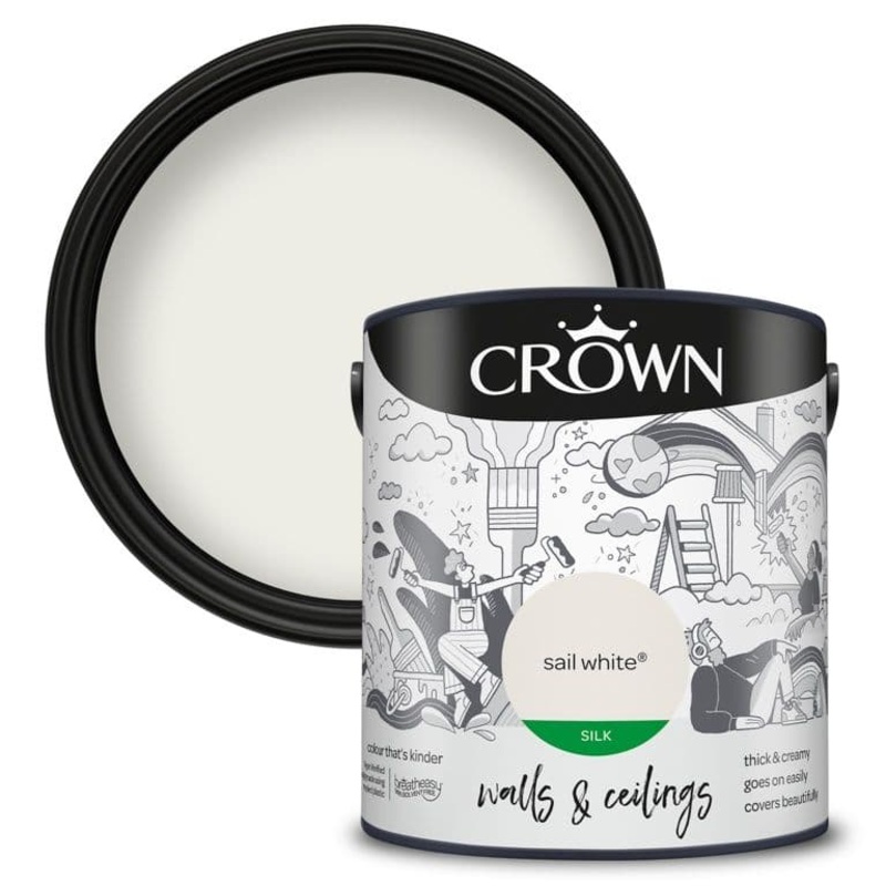 Crown Walls & Ceilings Silk 2.5L – Sail White