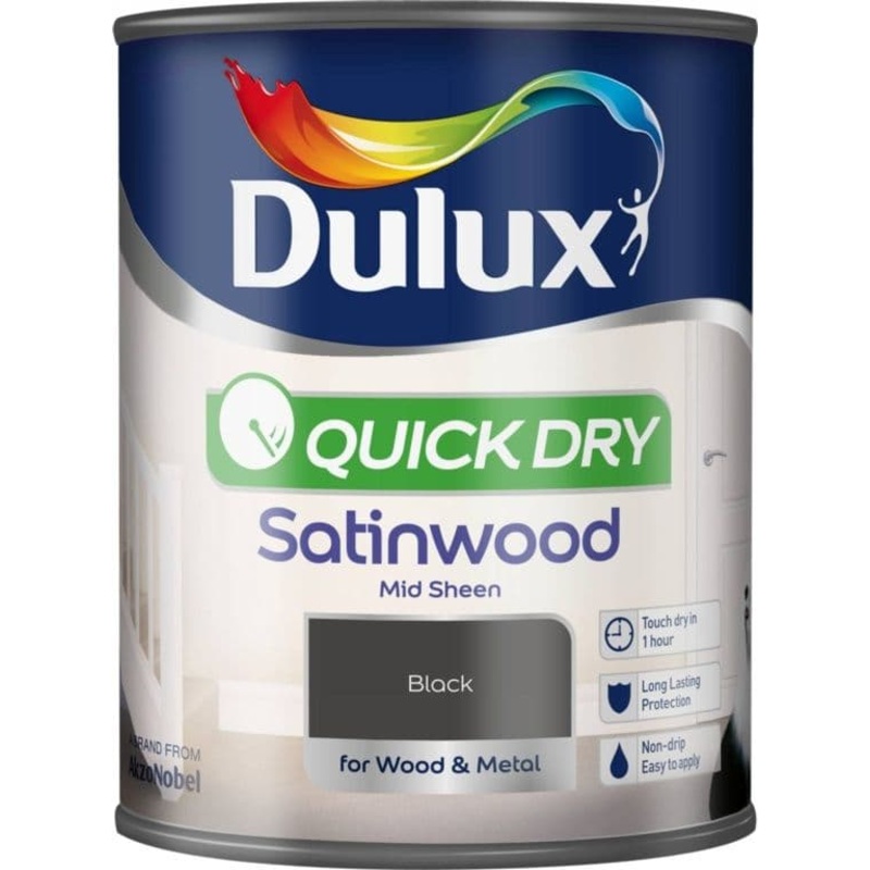 Dulux Quick Dry Satinwood 750ml – Black