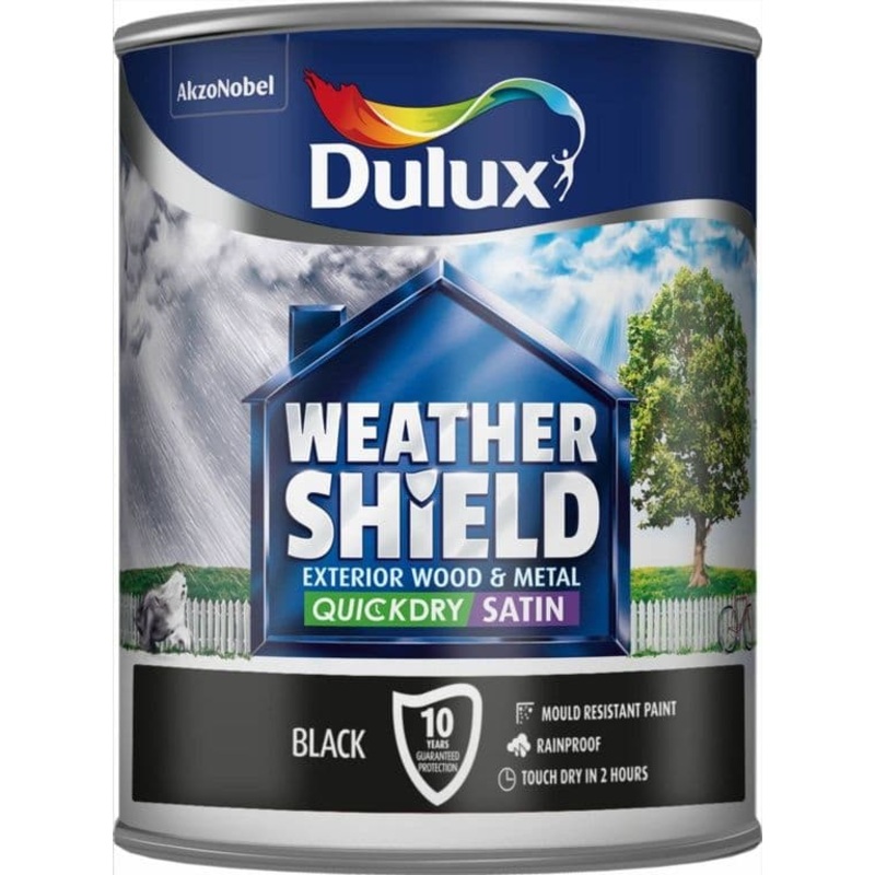 Dulux Weathershield Quick Dry Satin 750ml – Black