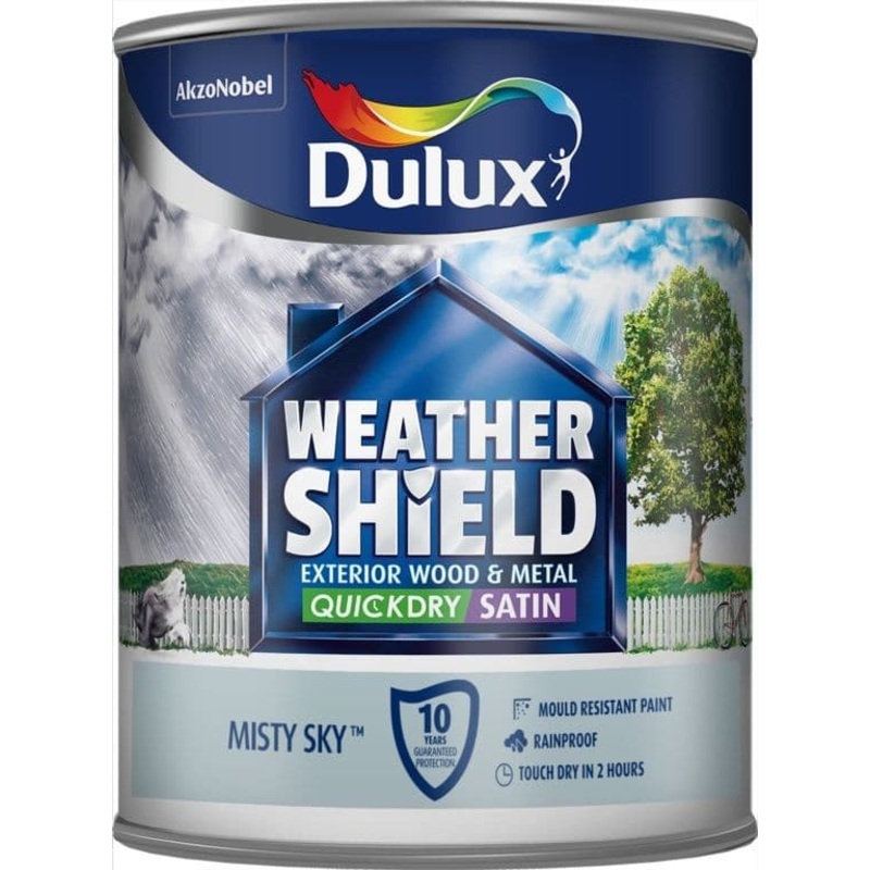 Dulux Weathershield Quick Dry Satin 750ml – Misty Sky