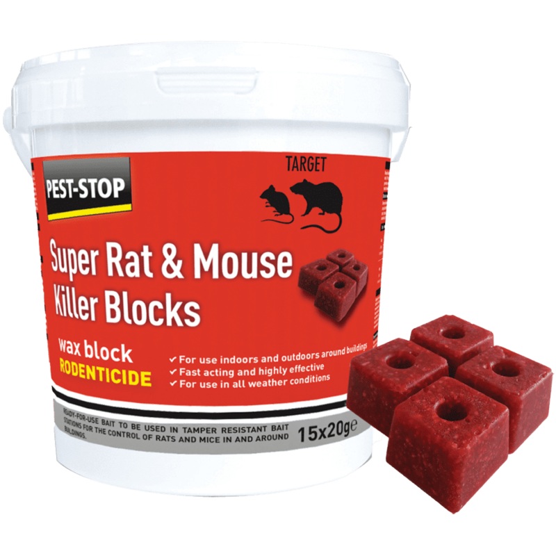 Pest-Stop Super Rat Mouse Killer Wax Block – 15 x 20g