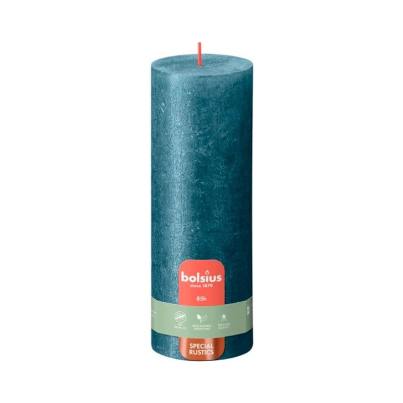 Bolsius Rustic Pillar Candle Shimmer Blue – 190mm x 68mm