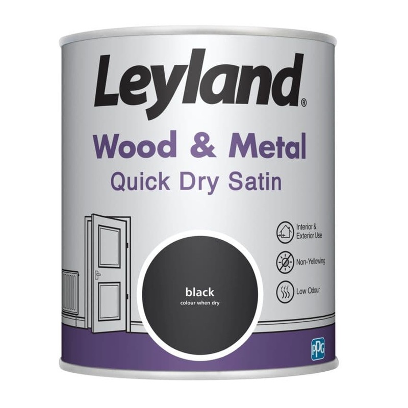 Leyland Wood & Metal Quick Dry Satin 750ml – Black