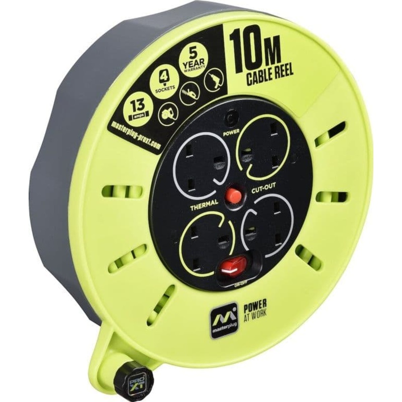 Masterplug Pro XT Cable Reel – 10m / 4 Gang