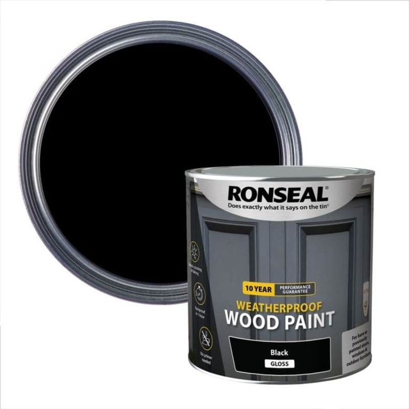 Ronseal 10 Year Weatherproof Gloss Wood Paint 2.5L – Black