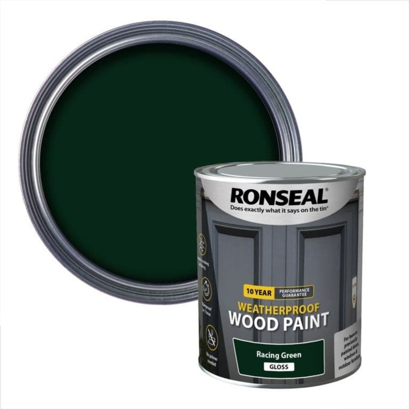 Ronseal 10 Year Weatherproof Gloss Wood Paint 750ml – Racing Green