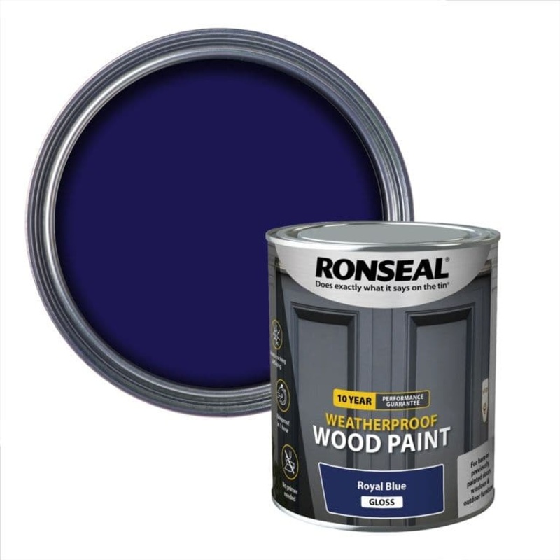 Ronseal 10 Year Weatherproof Gloss Wood Paint 750ml – Royal Blue