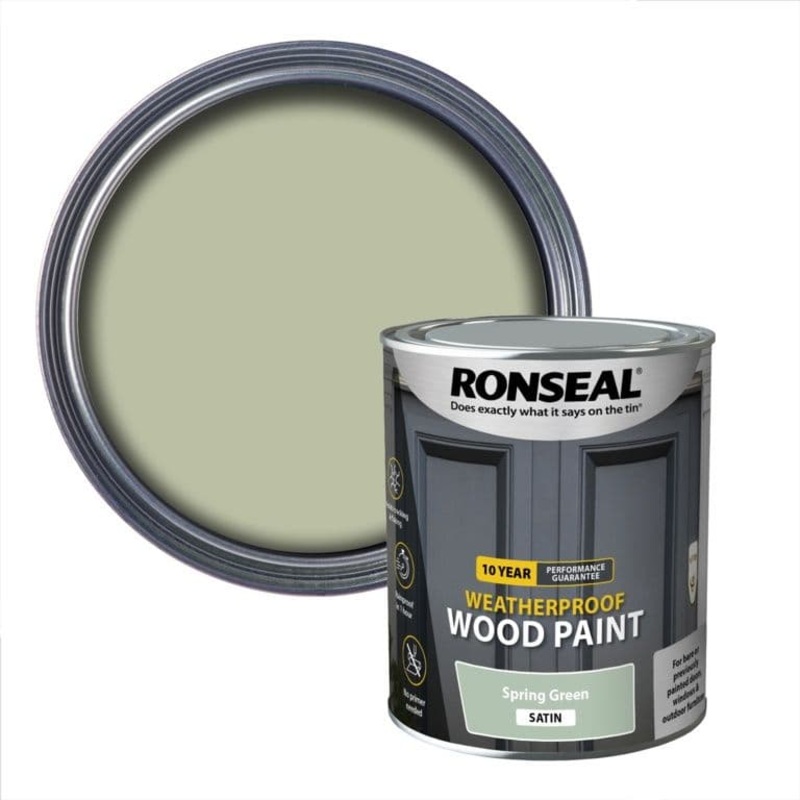 Ronseal 10 Year Weatherproof Satin Wood Paint 750ml – Spring Green