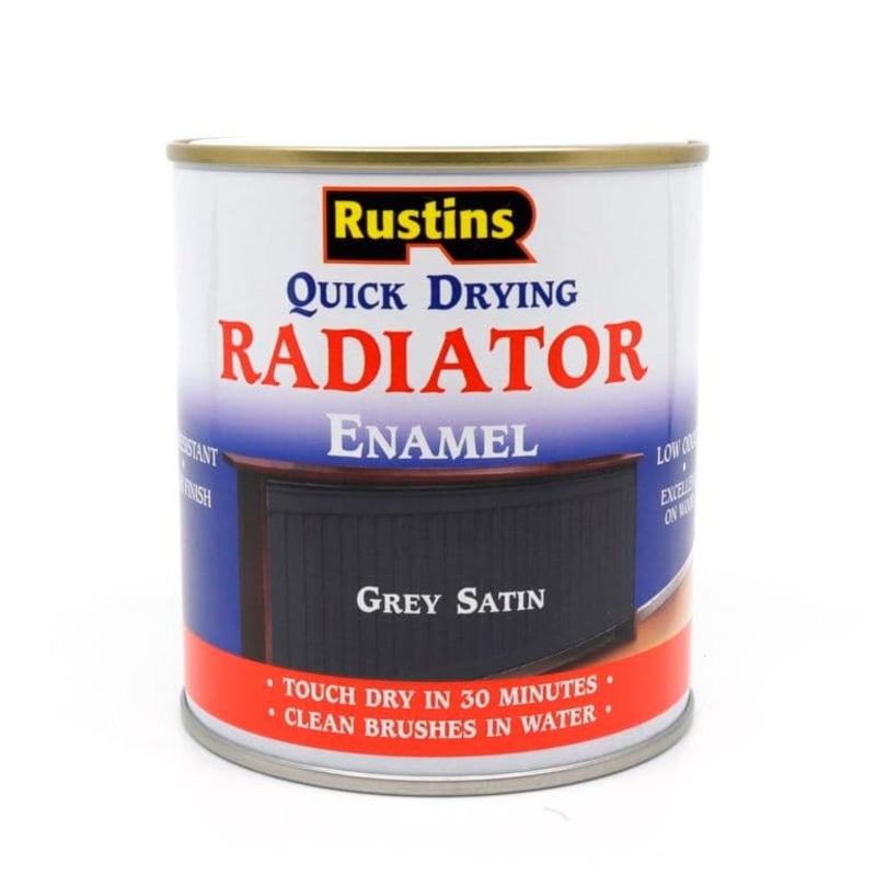 Rustins Quick Dry Radiator Paint Grey Satin – 500ml