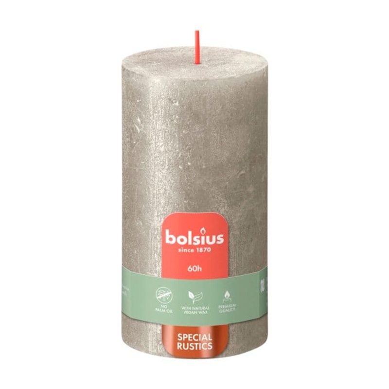 Bolsius Rustic Pillar Candle Shimmer Champagne – 130mm x 68mm