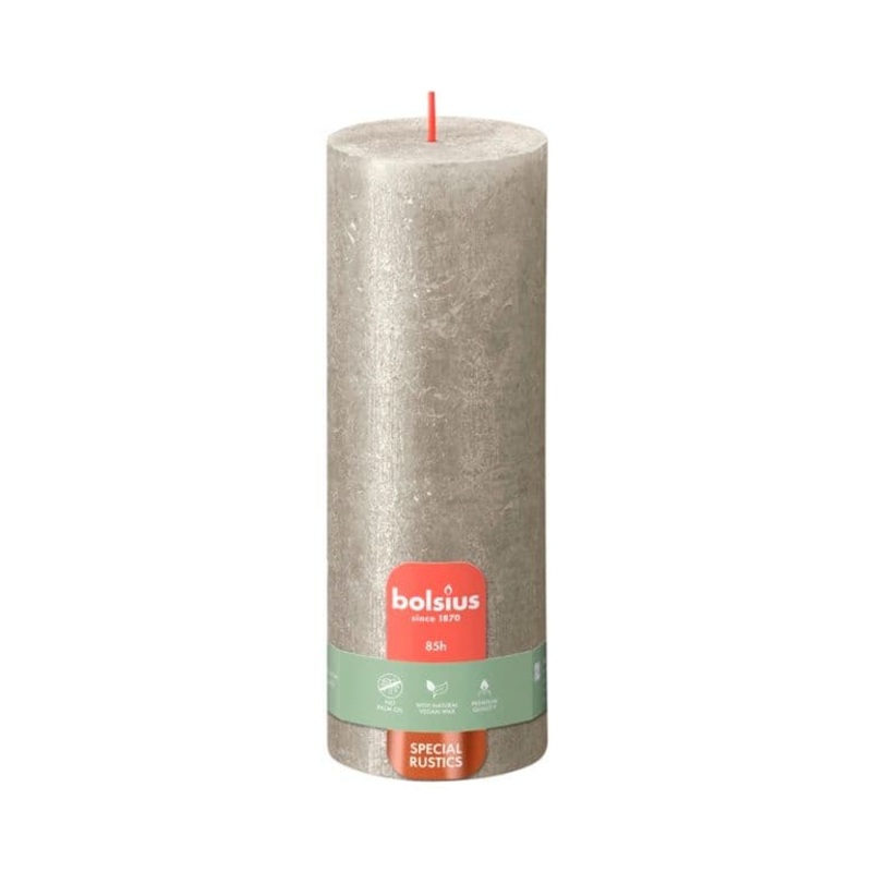 Bolsius Rustic Pillar Candle Shimmer Champagne – 190mm x 68mm