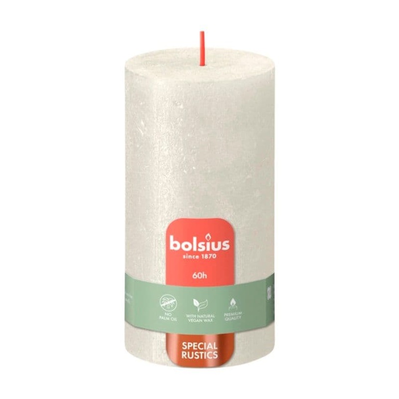Bolsius Rustic Pillar Candle Shimmer Ivory – 130mm x 68mm