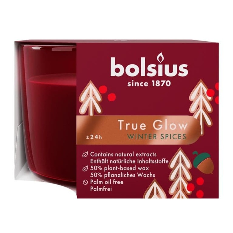 Bolsius True Glow Fragrance Winterspice / Red – 63mm x 90mm