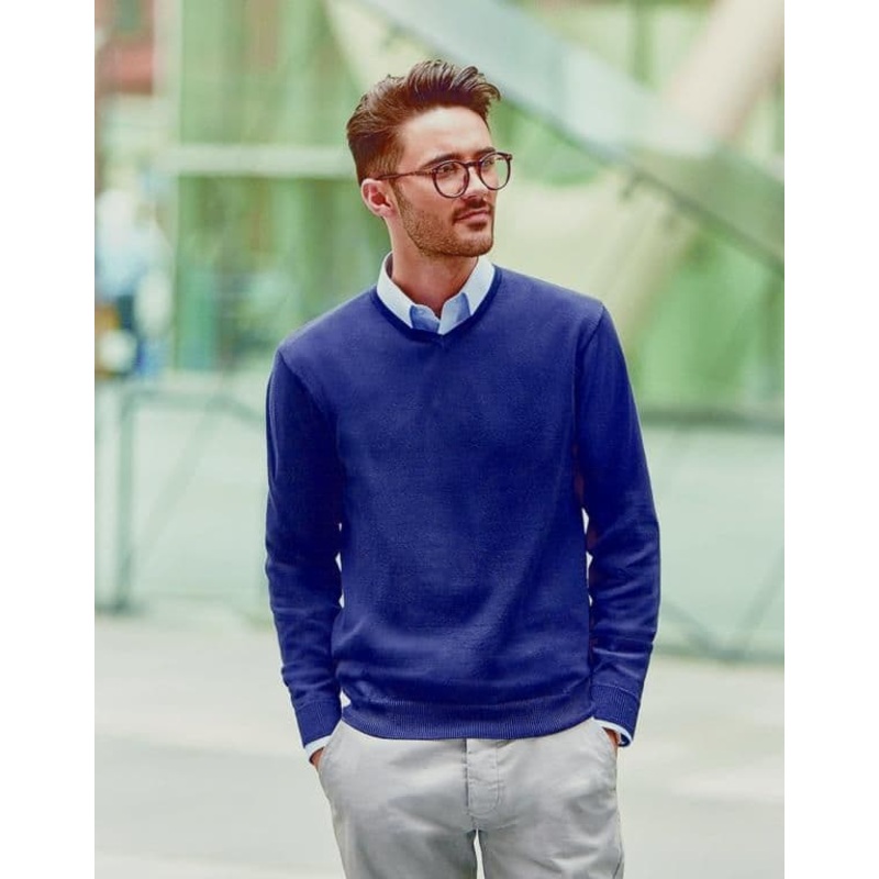 Jerzees Acylic Cotton Lightweight V-Neck Jumper – XXL Navy