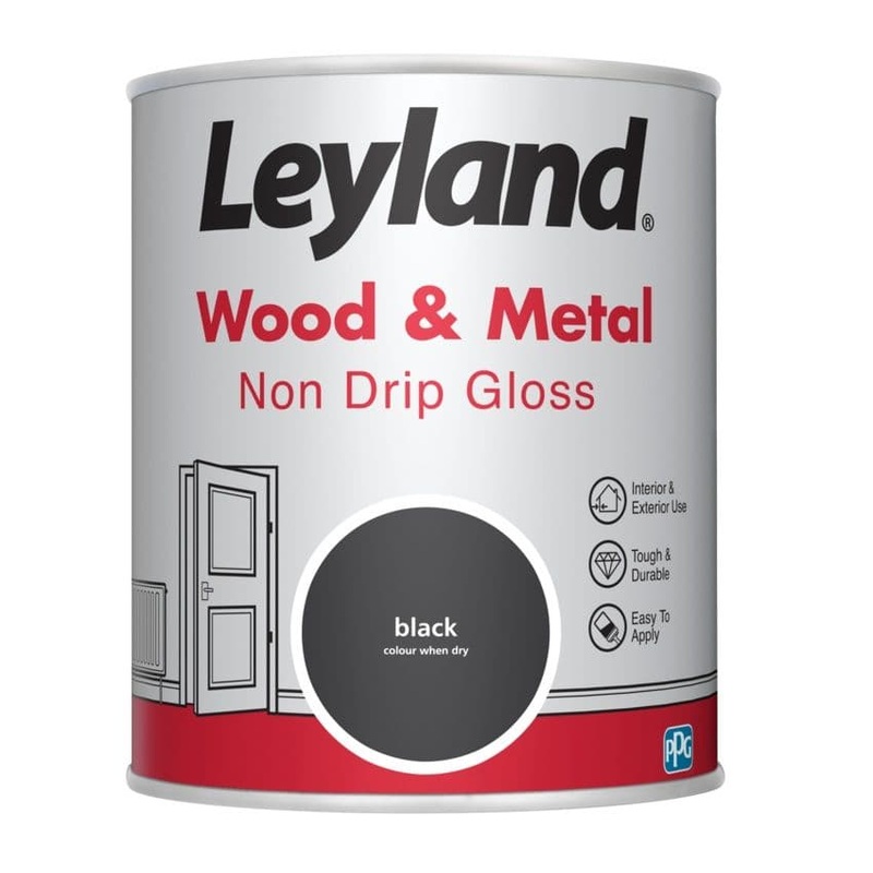 Leyland Wood & Metal Non Drip Gloss 750ml – Black