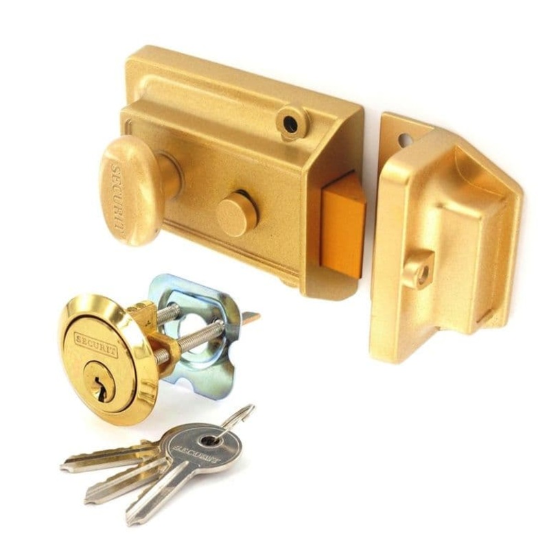 Securit Champagne Finish Standard Nightlatch – Key Alike