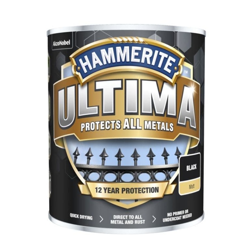 Hammerite Ultima Matt All Metal Paint – 750ml Black