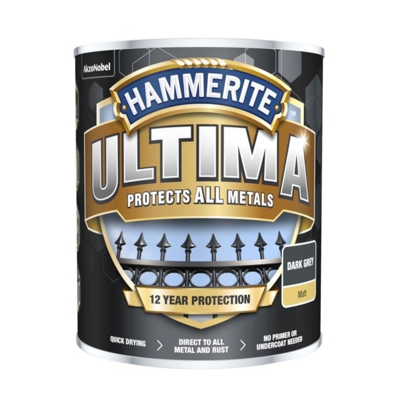 Hammerite Ultima Smooth Metal Paint – 750ml Dark Grey
