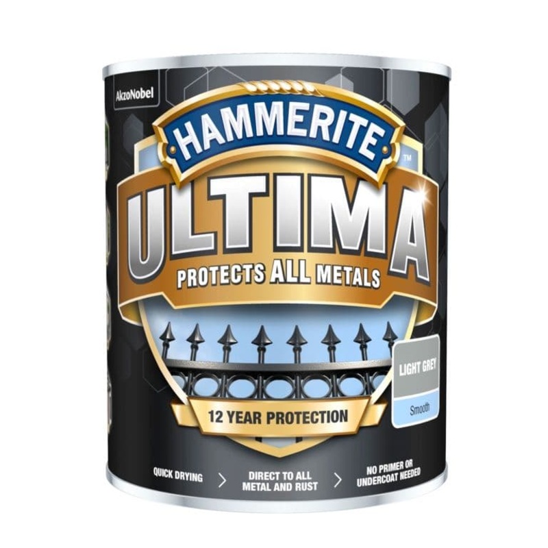 Hammerite Ultima Smooth Metal Paint – 750ml Light Grey