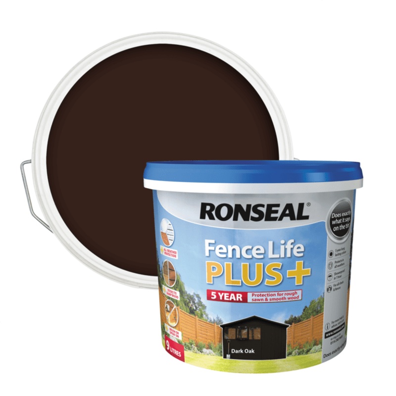 Ronseal Fence Life Plus 9L – Dark Oak
