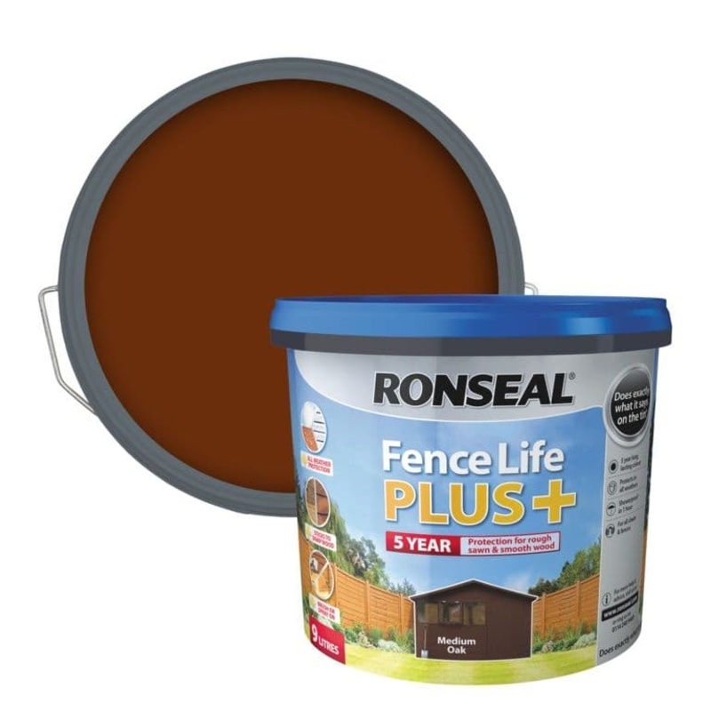 Ronseal Fence Life Plus 9L – Medium Oak