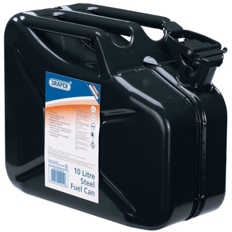 Draper Steel Fuel Can – Black 10L