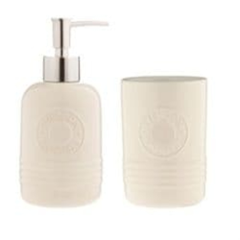 Typhoon Soap Dispenser & Tumbler – Cream