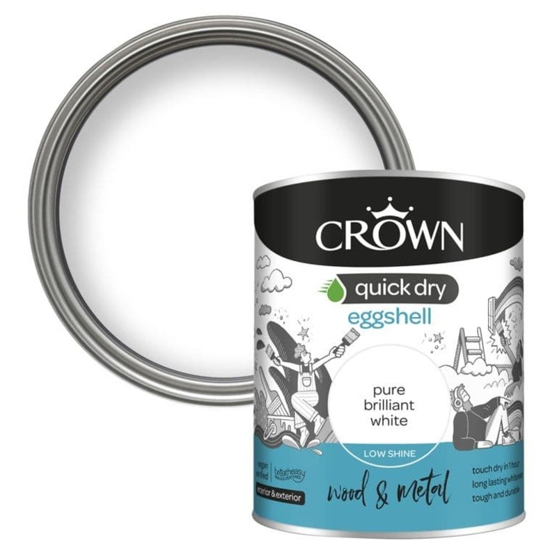 Crown Quick Dry Eggshell Brilliant White – 750ml