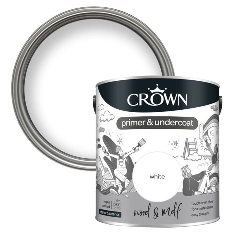 Crown Wood & MDF Primer & Undercoat – 2.5L White
