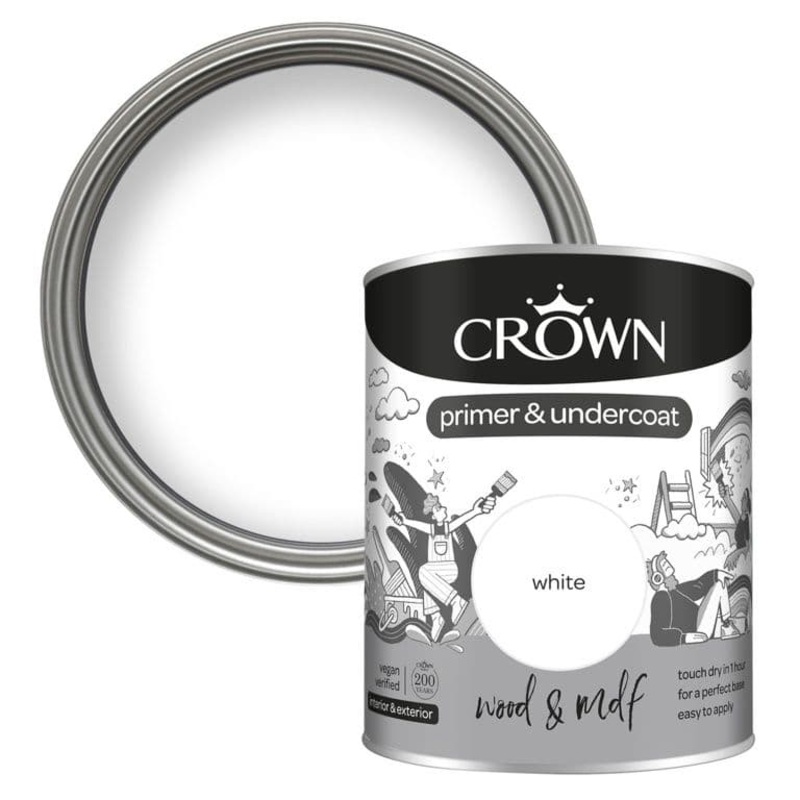 Crown Wood & MDF Primer & Undercoat – 750ml White