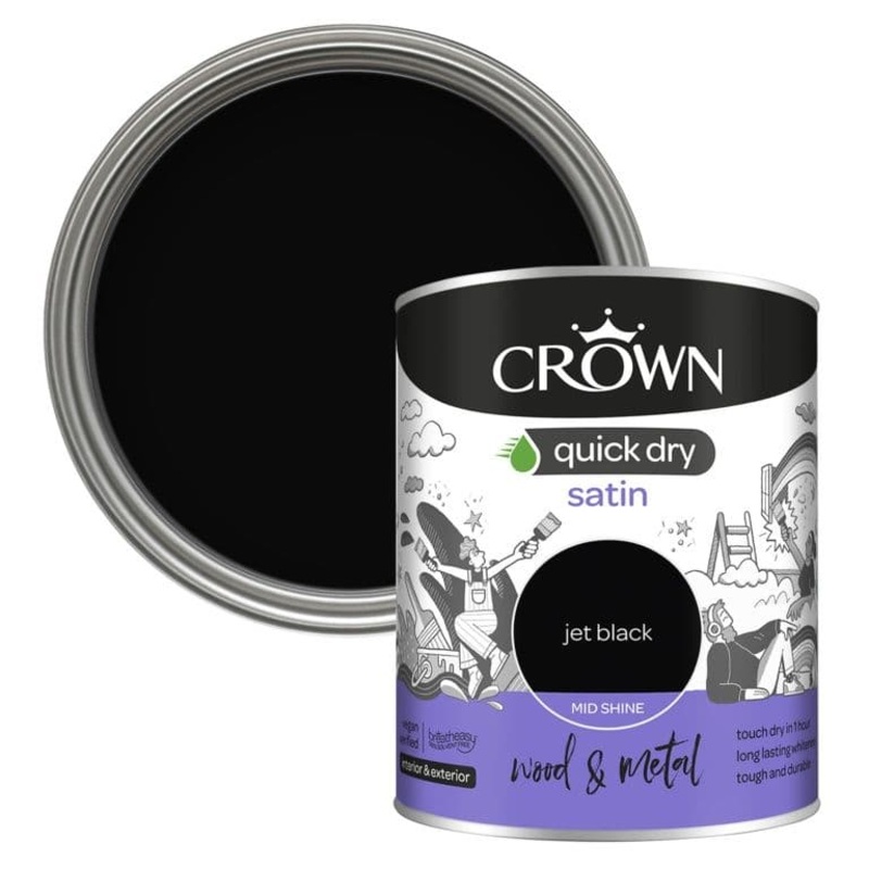 Crown Wood & Metal Quick Dry Satin – 750ml Jet Black
