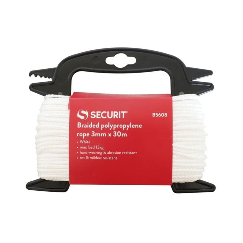 Securit Braided Polypropylene White Rope – 3mm x 30m