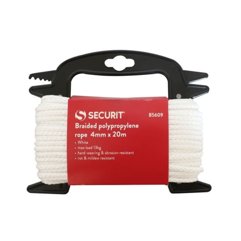 Securit Braided Polypropylene White Rope – 4mm x 20m