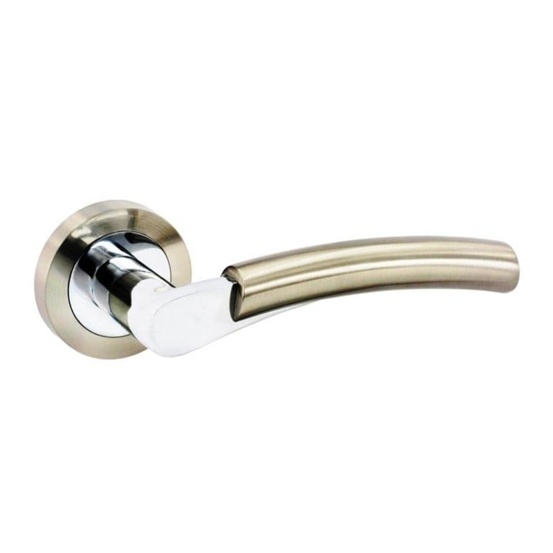 Securit Mercury Lever On Rose Handle Pair – Satin Nickel/Chrome Plated