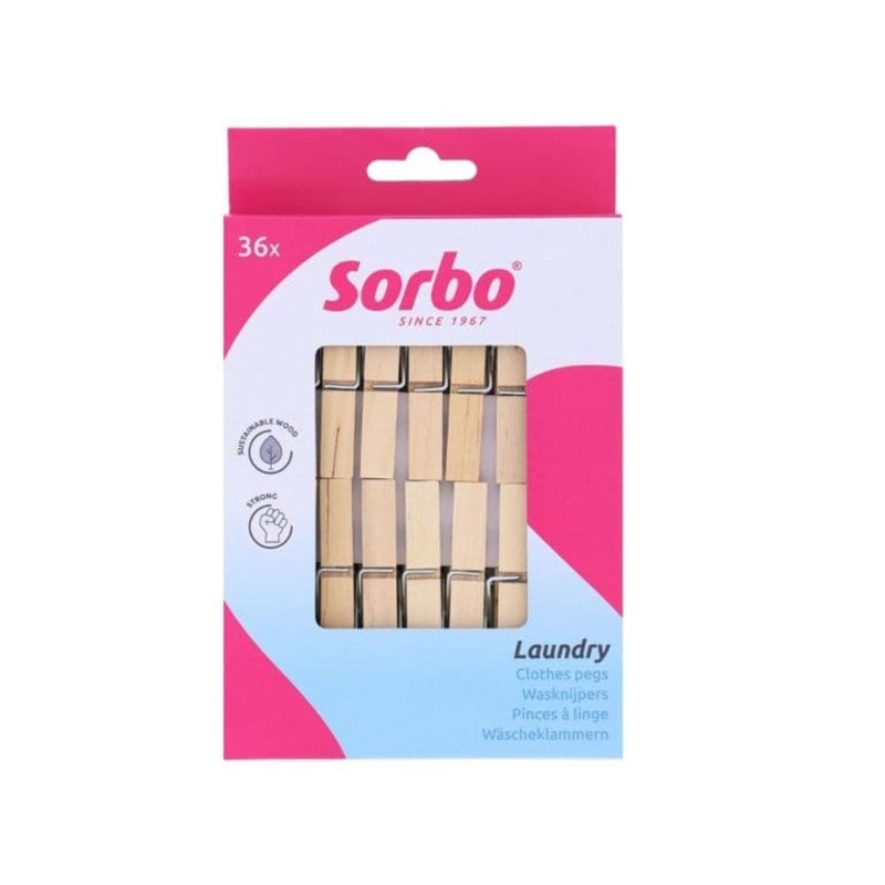 Sorbo Wooden Pegs – Pack 36