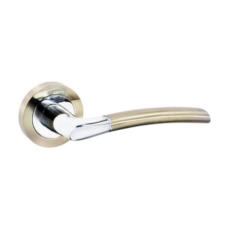 Securit Solar Lever On Rose Handle Pair – Satin Nickel/Chrome Plated