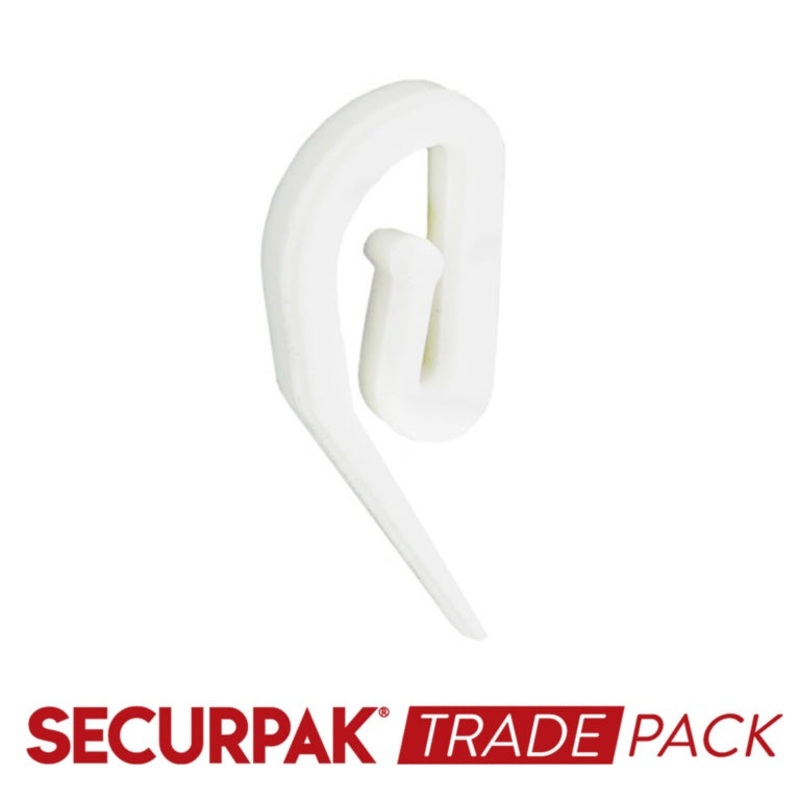 Securpak Curtain Hook Plastic White – 300 Pack