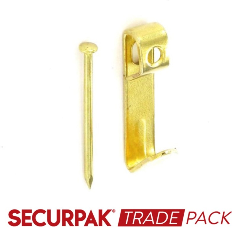 Securpak Single Picture Hooks & Pins Brass Plated No.1 – 200 Pack