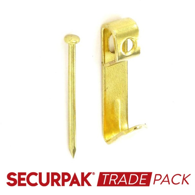 Securpak Sngl Picture Hooks & Pins Brass Plated No.2 – 100 Pack
