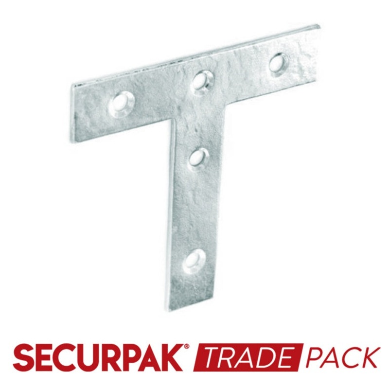 Securpak Tee Plate Zinc Plated 75mm – 5 Pack