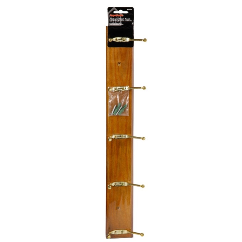 SupaHome Hat and Coat Rack with 5 Hooks – Antique Pine Finish