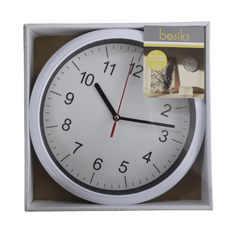 Basiks 23cm Quartz Wall Clock – White