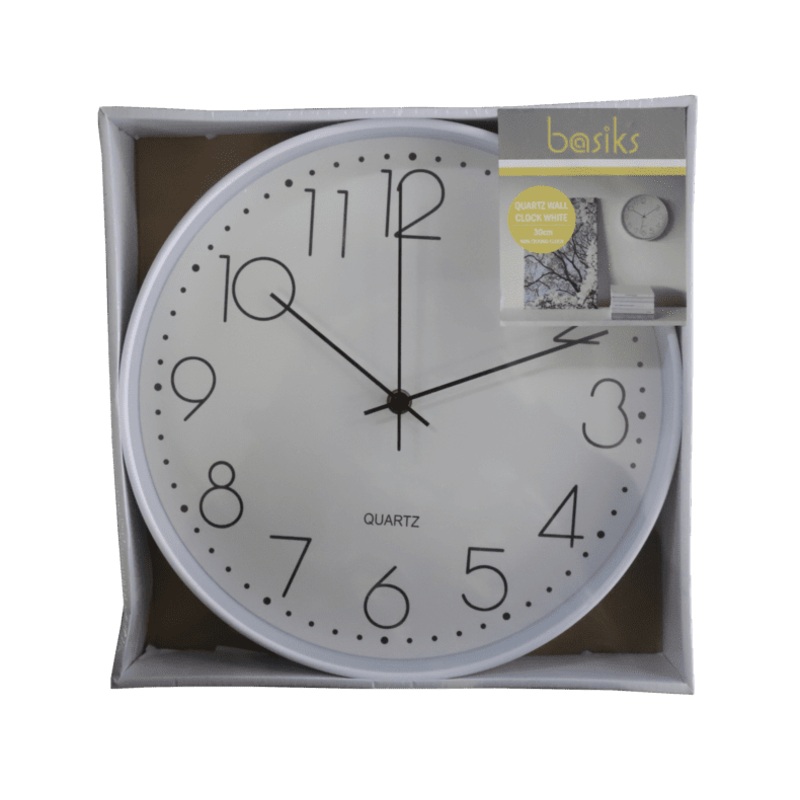 Basiks 30cm Quartz Wall Clock – White