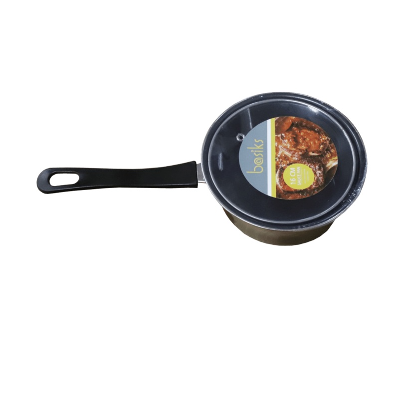 Basiks Carbon Steel Saucepan And Lid – 16cm