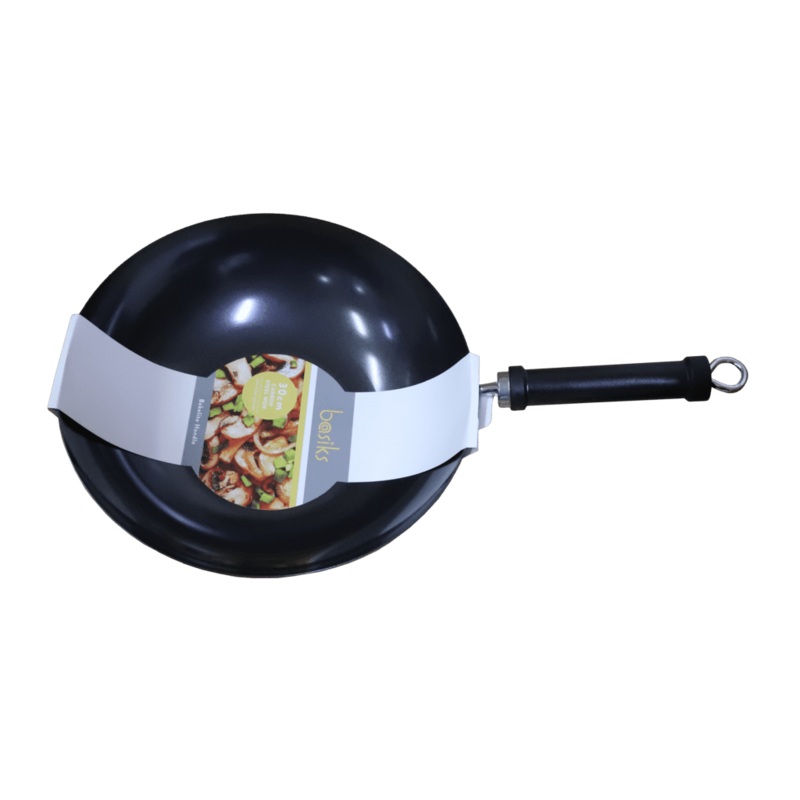 Basiks Carbon Steel Wok With Bakelite Handle – 30cm
